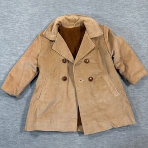 Millicent Coat Kids Unisex Size 4 Tan Corduroy Double Breasted Vintage Outerwear